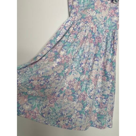 Vintage Lerner Pastel Floral Ruffle Midi Dress Made in USA cottagecore medium - Picture 11 of 14